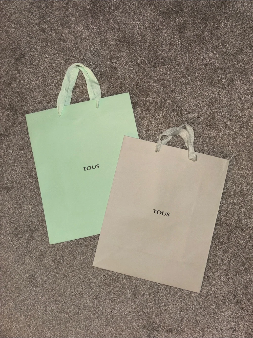 🍵 TOUS Medium Gift Bag ~ Mint & Taupe Gray